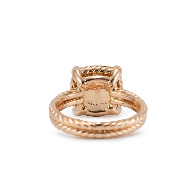 David Yurman Chatelaine 18k Rose Gold Morganite Pavé Diamond Cable Cocktail Ring, Size 5.5 For Sale In Houston - Image 6 of 8