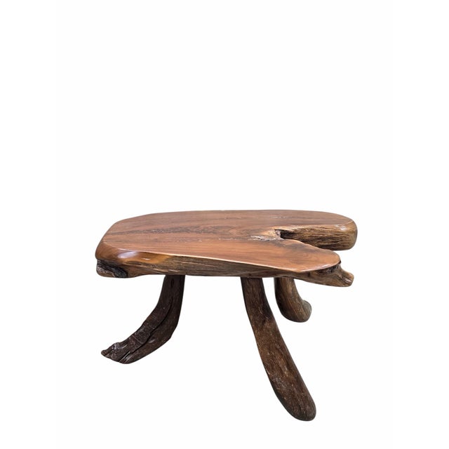 Vintage Live Edge Wood Slab Table For Sale - Image 4 of 9