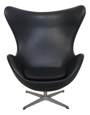Egg Chair in Black Aura Leather by Arne Jacobsen, 2016