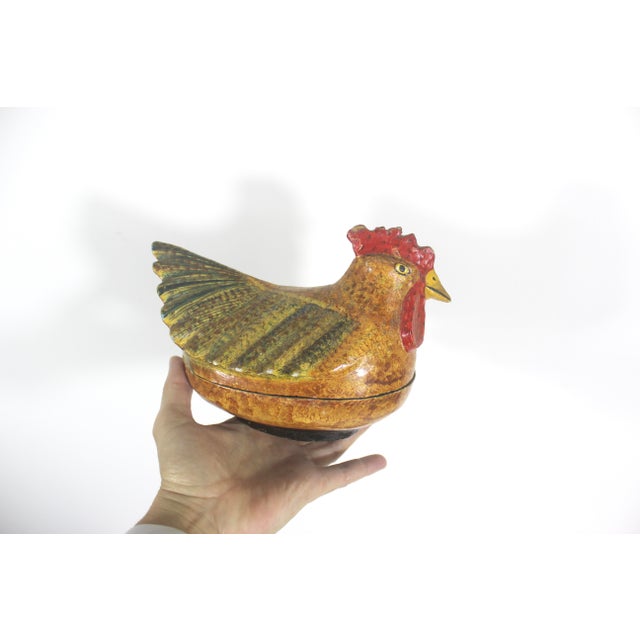 Vintage Paper Maché Chicken or Rooster Box For Sale - Image 9 of 10