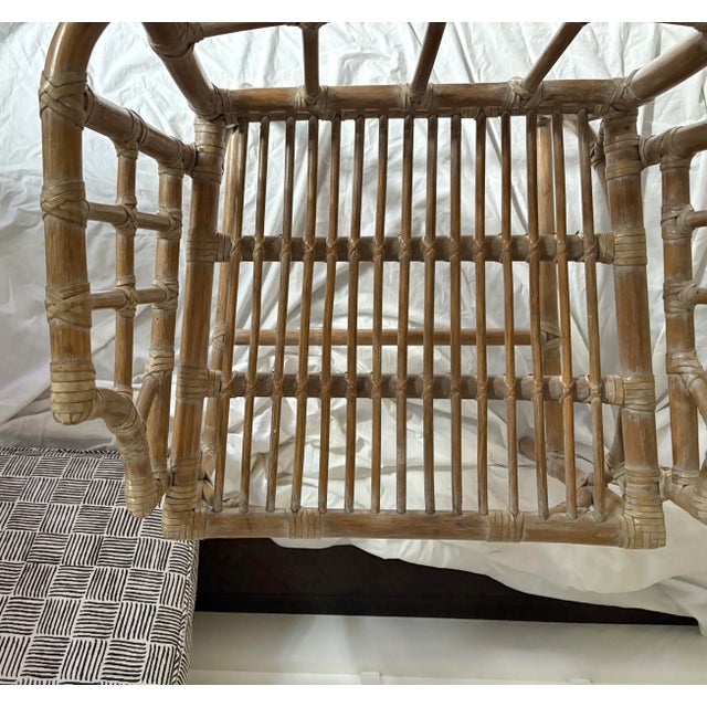 Contemporary 1980s McGuire Rattan Armchairs With China Seas/Quadrille Fabric Cushion For Sale - Image 3 of 12