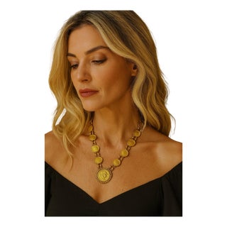 Bochic "Roman" Vintage Roman Pure Gold Coin Necklace Set 18K Gold For Sale