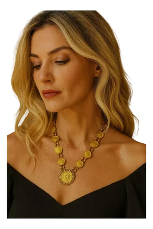 Bochic "Roman" Vintage Roman Pure Gold Coin Necklace Set 18K Gold