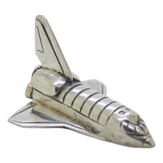 Vintage Italian Handmade Sterling Silver Shuttle Spaceship Figurine, 1980s For Sale