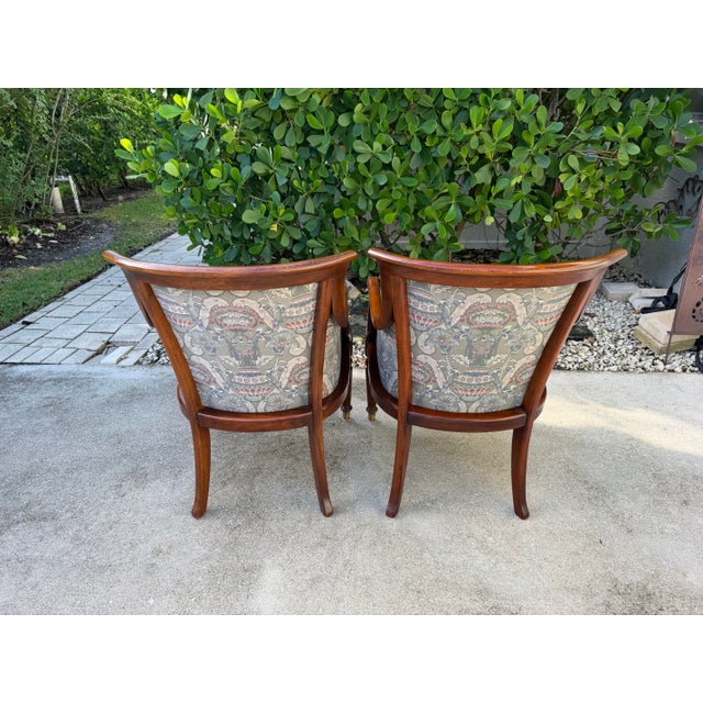 Vintage Hickory Chair Regency Mahogany Armchairs With Original James River Upholstery, Pair For Sale - Image 12 of 12