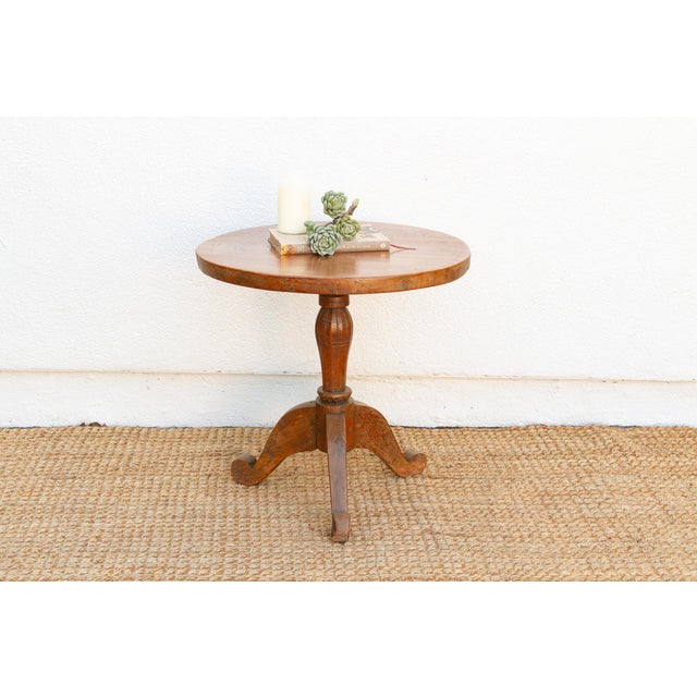 Antique Colonial Teak Round End Table For Sale - Image 10 of 10