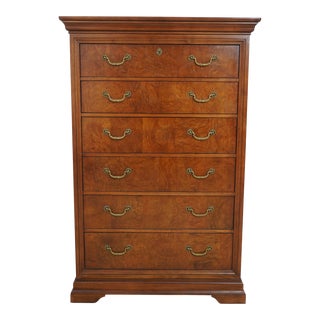 Thomasville Burl Elm Charles X Style High Chest For Sale