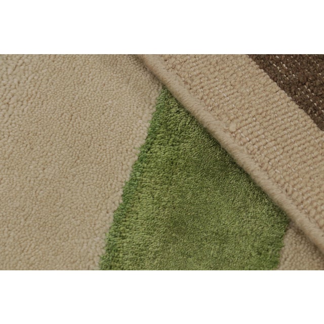 Rug & Kilim’s Modern Bauhaus Geometric Beige Brown Blue and Green Wool Custom Rug For Sale - Image 9 of 9
