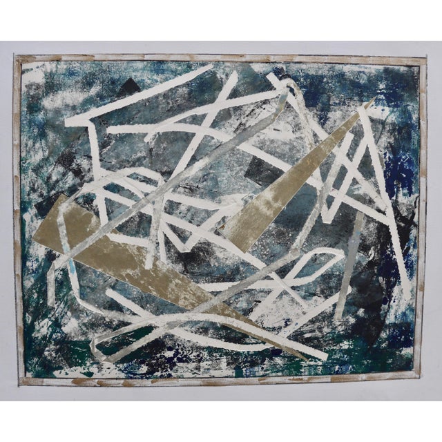 Black "Modern Architecture" Contemporary Geometric Abstract Monoprint Painting on Paper For Sale - Image 8 of 8