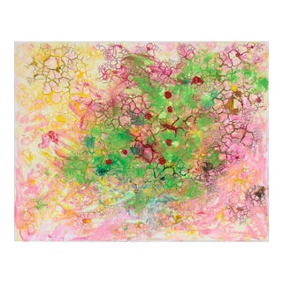 Cotton Candy Crackle - Abstract Expressionist Composition in Acrylic by Charles David Francis For Sale