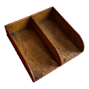 Antique 19th Century English Figured Oak Stationery Tray or Letter Caddy Sorting Rack for the Desk