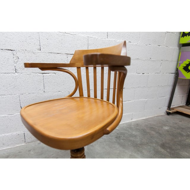 1960s Scandinavian Swivel Office Chair in Bentwood from Thonet, 1960s For Sale - Image 5 of 18