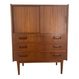 Tall Vintage Danish Teak Sideboard, 1960 For Sale