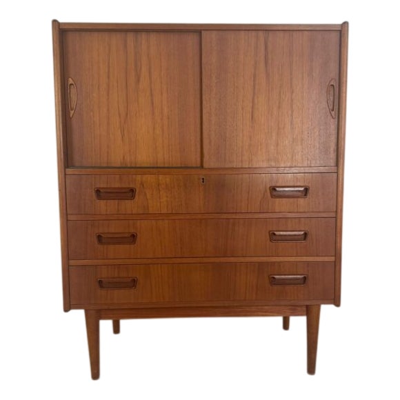 Tall Vintage Danish Teak Sideboard, 1960 For Sale