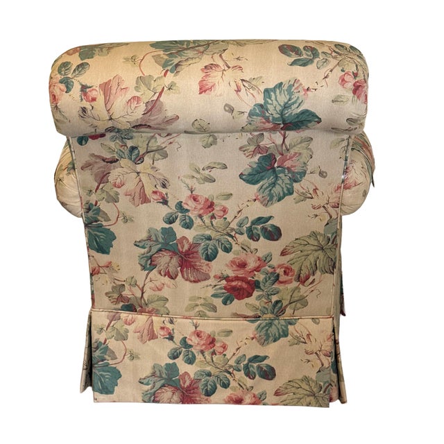 Highland House 1990s Highland House Floral Slipcovered Swivel Armchair With Skirt & Casters For Sale - Image 4 of 12
