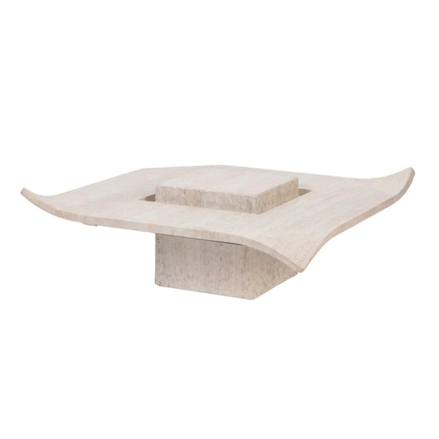 Glass 1970s Mid-Century Modern Italian Travertine Coffee Table For Sale - Image 7 of 7