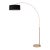 1960s 92" Mid Century Float Brass Floor Lamp Modern Arc Lamp, Black Linen Drum Shade, Dimmable For Sale