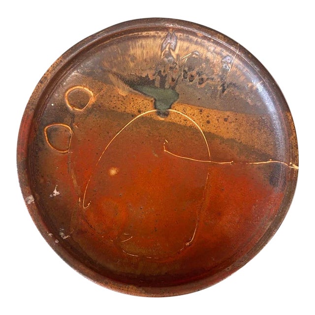 Vintage Glazed Ceramic Studio Pottery Platter For Sale