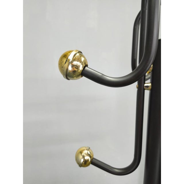 Mid-Century Italian Coat Rack in Black Metal, Plastic, and Stone, 1970s For Sale - Image 10 of 13