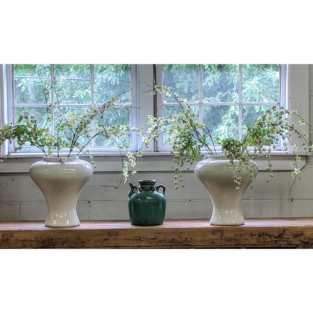 Handmade White Ceramic Vase For Sale - Image 4 of 5