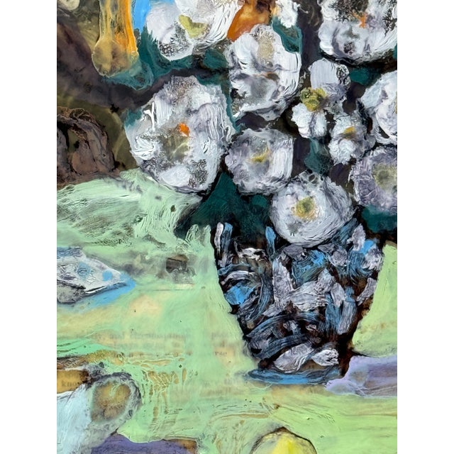 Boho Chic Expressionist Still Life Encaustic Painting Hartman For Sale - Image 3 of 7