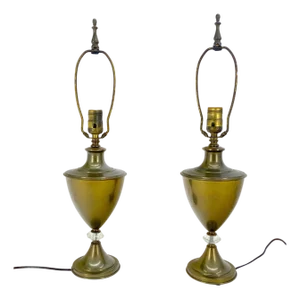 Pair of Urn Cup shape Brass Table Lamps c1940s