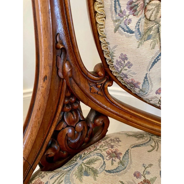 Set of Antique Victorian Carved Walnut Chairs For Sale - Image 9 of 17