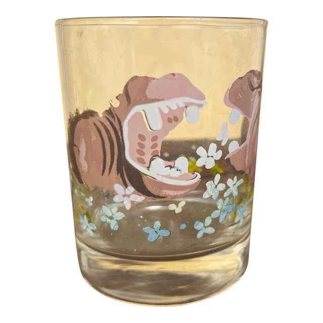 1960s Dorothy Thorpe Style Painted Hippos Glass For Sale