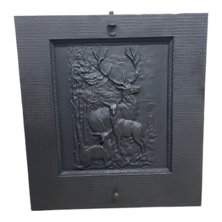 Exceptional 19th-Century 'Hospitality' Cast Iron Summer Cover — High-Relief Figural Scene 26" W X 28.5"h Cast Iron Fireplace Insert For Sale