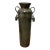 Vintage Cylindrical Metal Patinated Vase/Vessel With Unique Dangling Bell Handles For Sale