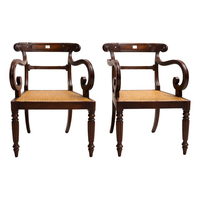 Anglo-Indian Neo-Classical Style Armchairs, 1890s, Set of 2 For Sale