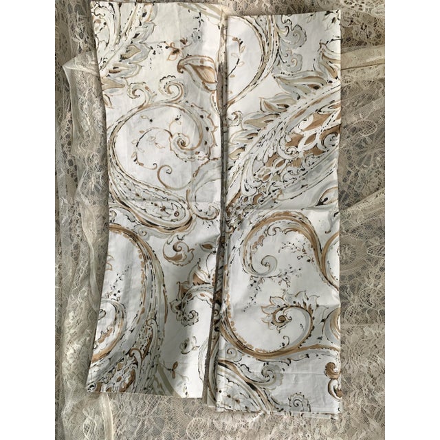 Pottery Barn 2014 Jolie Paisley Standard Pillowsham Pair Natural Tan Cream 20” X 26”/2” Flange For Sale - Image 12 of 12