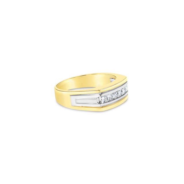 Contemporary Princess Cut Diamond Wedding Band .64cttw 14k Two-Toned Gold, Size 10 For Sale - Image 3 of 4
