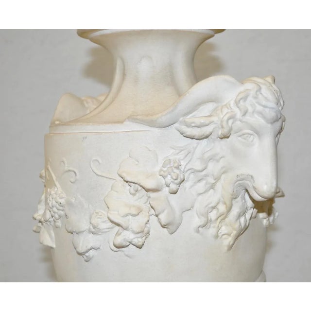 Mid 20th Century Plaster Urn Lamp With Rams Head Handles C.1950s For Sale - Image 5 of 7