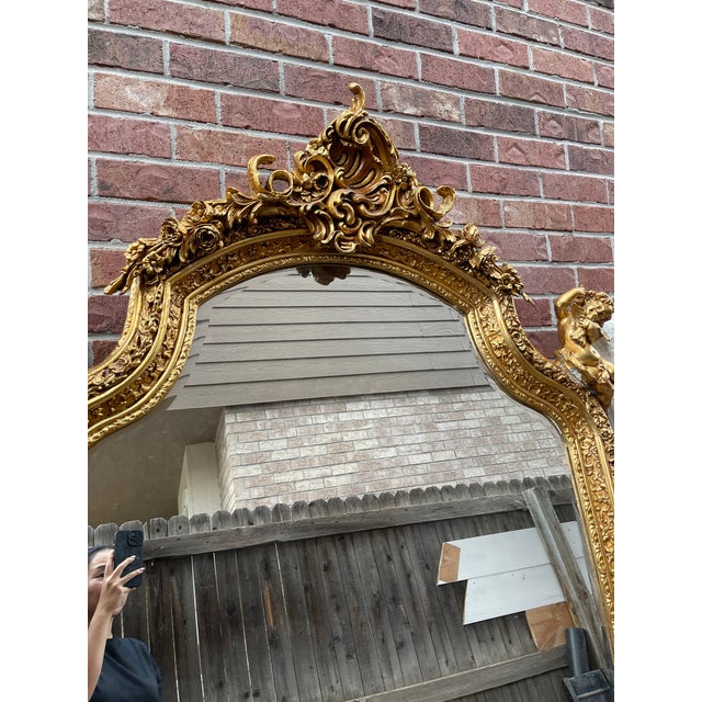 Late 18th Century Gorgeous Monumental Louis XV Style Gilt Floor Mirror For Sale - Image 5 of 12