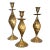 Set of 3 Vintage Brass Swirl Candleholders For Sale