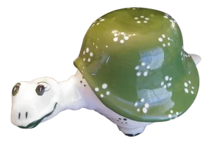 Vintage Ceramic Turtle Catchall Green White Decorative Room Accent