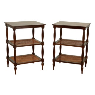 Pair of Vintage British Colonial Style Three Tiered Stands For Sale