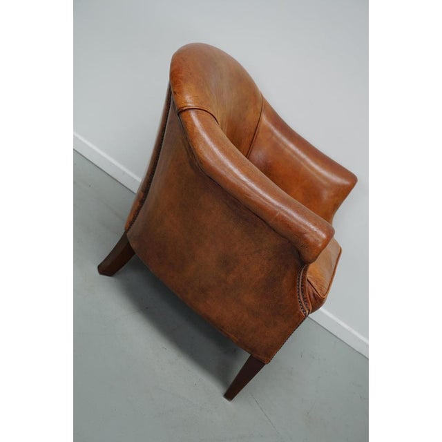 Vintage Dutch Cognac Colored Leather Club Chair For Sale - Image 4 of 16