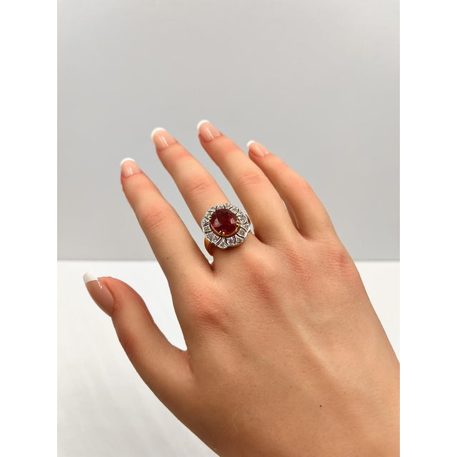 Ruby and Diamond Halo Ring, Size 7.5 For Sale - Image 11 of 11