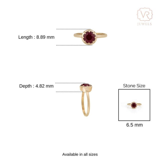 Handcrafted 1.75ct Natural Ruby Solitaire Ring in 14k Yellow Gold Size 7 For Sale - Image 12 of 16