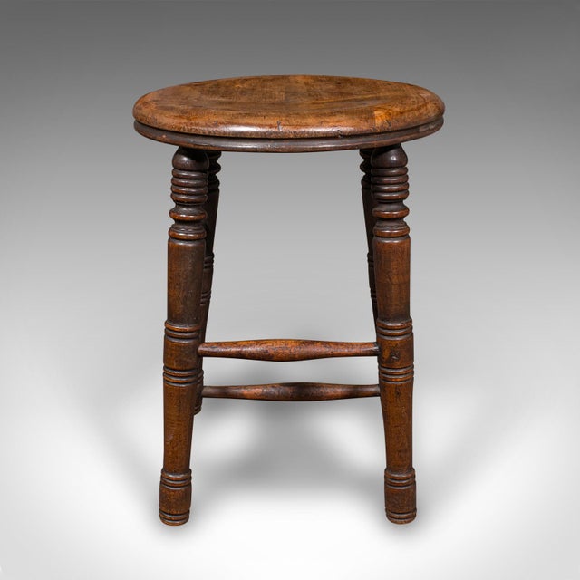This is a delightful small antique artist's stool, of charming English craftsmanship in beech, dating to the late...