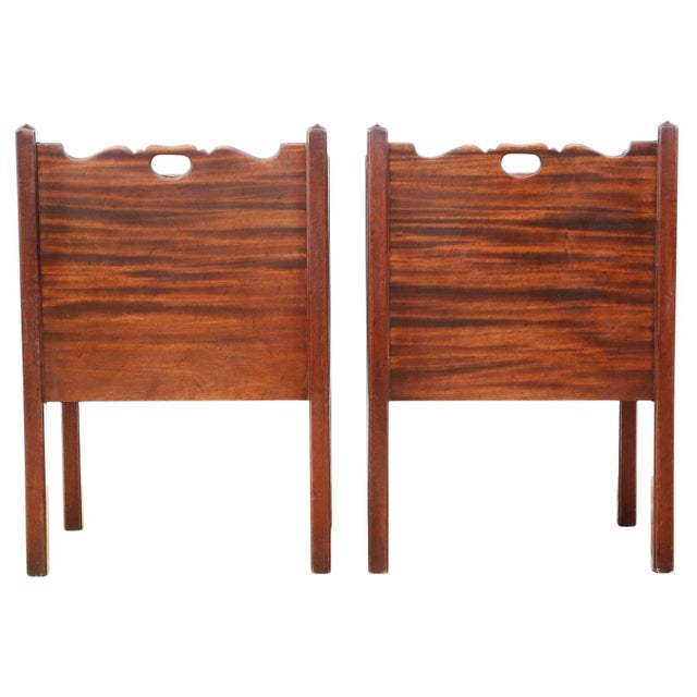 Antique Georgian Revival Mahogany Bedside Tables, 1950s, Set of 2 For Sale - Image 9 of 12