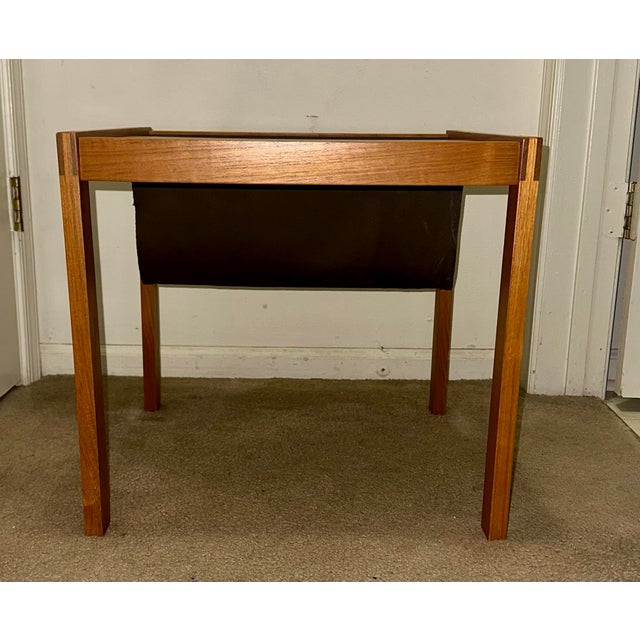Mid-Century Modern Danish Teak & Canvas Magazine Sling Side Table by BL-Møbler For Sale - Image 4 of 12