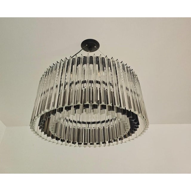 Black Vintage Trihedral Ceiling Light with Murano Glass Prisms, 1957 For Sale - Image 8 of 11