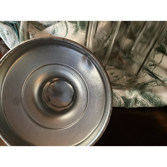 1920s 1920-30 Hoosier Pressed Glass Cannister and Chrome Lid With Knob For Sale - Image 5 of 9