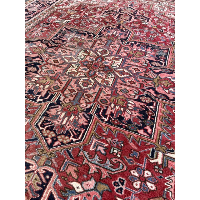 Ivory 8ft 1in X 11ft Heriz Persian Area Rug For Sale - Image 8 of 12