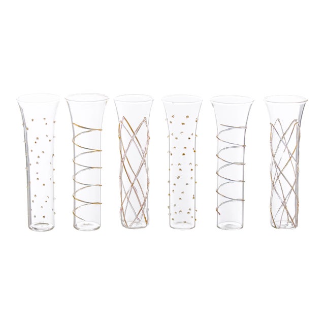 Razzle Dazzle Champagne Flutes with Gold Accents Set of 6 Chairish