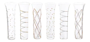 Razzle Dazzle Champagne Flutes with Gold Accents- Set of 6