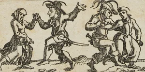 J. Meyer, Miniature, Dancer in Traditional Costume, 17th-Century, Etching